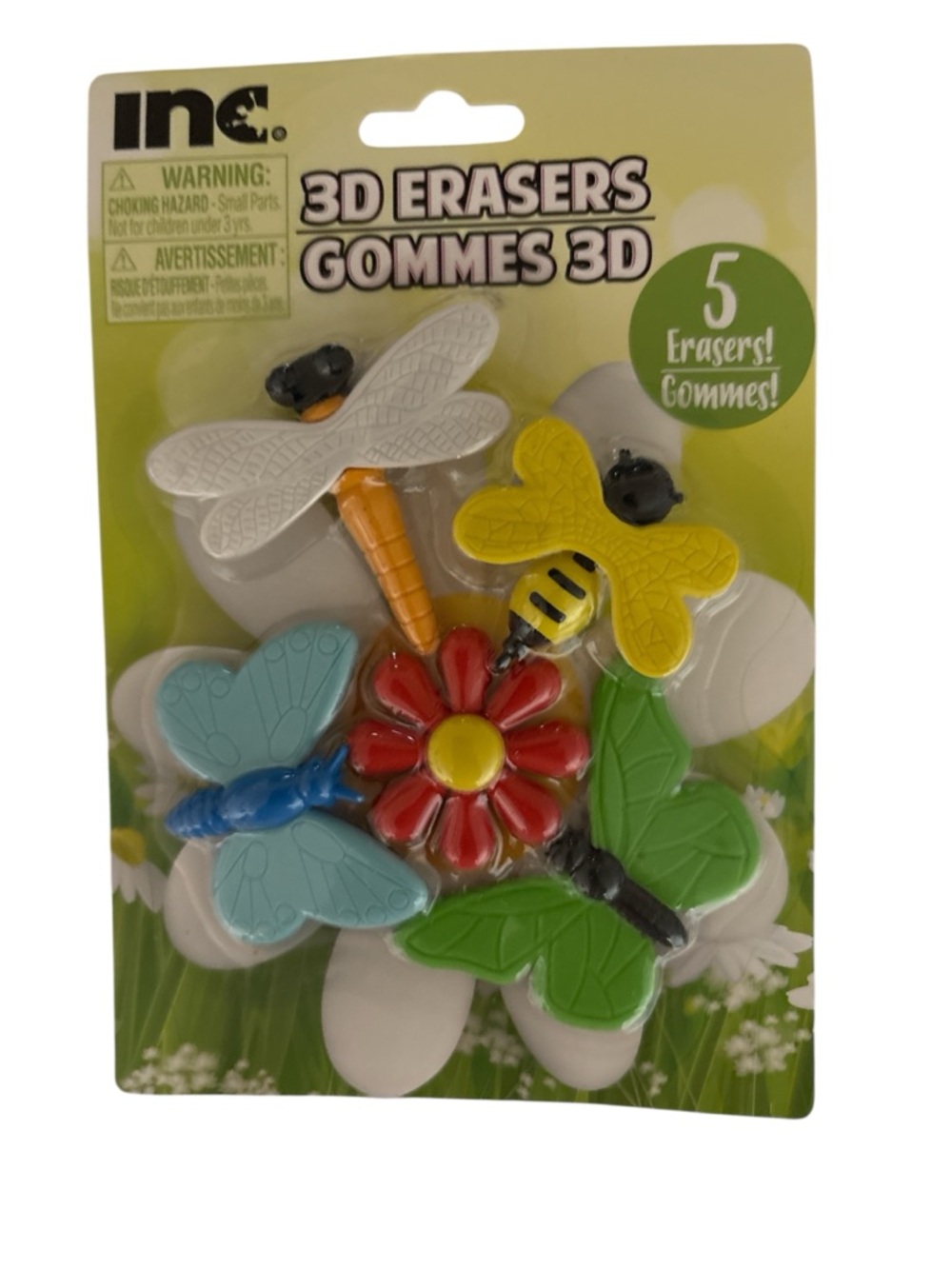 INC Novelty 3D Erasers Pack (Set of 5 Erasers) - Multicolor